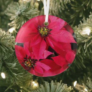 Red Poinsettias Ornament Aus Glas