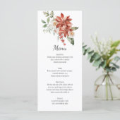 Red Poinsettias Pine und Evergreen Wedding Menu Menükarte (Stehend Vorderseite)