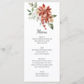 Red Poinsettias Pine und Evergreen Wedding Menu Menükarte (Vorderseite)
