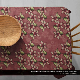 Red Poinsettias & Snowflakes Weihnachten Winter Tischdecke