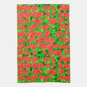 Red Poinsettias und Green Holly Küchentuch