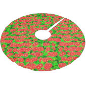 Red Poinsettias und Green Holly Polyester Weihnachtsbaumdecke (Schrägansicht)