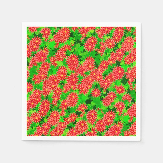 Red Poinsettias und Green Holly Serviette (Vorderseite)