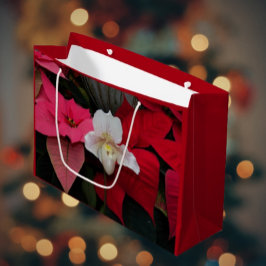 Red Poinsettias und Lady Slipper Orchid Holiday Große Geschenktüte