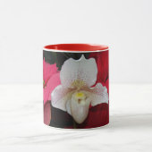Red Poinsettias und Lady Slipper Orchid Holiday Tasse (Zentrum)