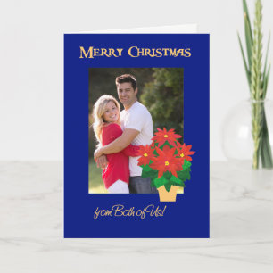 Red Poinsettias Weihnachts-Foto von uns beiden Feiertagskarte