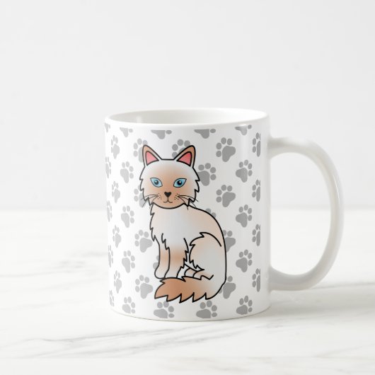 Red Point Birman / Ragdoll Cartoon Cat & Paws Kaffeetasse (Rechts)