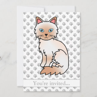 Red Point Birman/Ragdoll Cat Birthday Party Einladung
