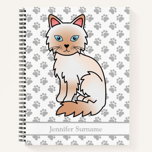 Red Point Birman / Ragdoll Cat & Custom Text Notizblock (Vorderseite)