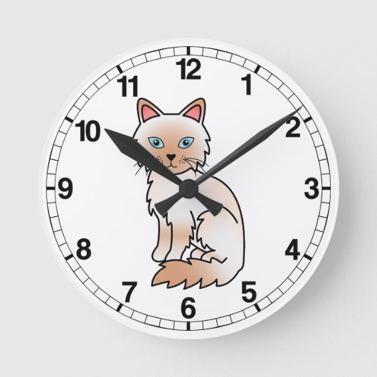 Red Point Birman / Ragdoll Cat Runde Wanduhr (Vorderseite)