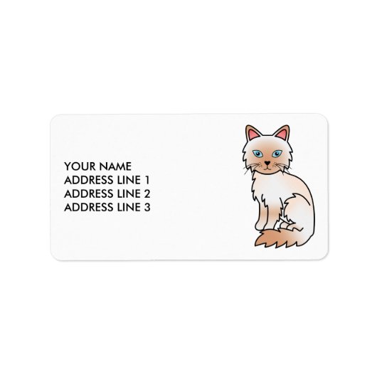 Red Point Birman / Ragdoll Cute Cat & Custom Text Adressaufkleber (Vorne)