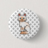 Red Point Birman / Ragdoll Niedlich Cat & Paws Button (Vorderseite)