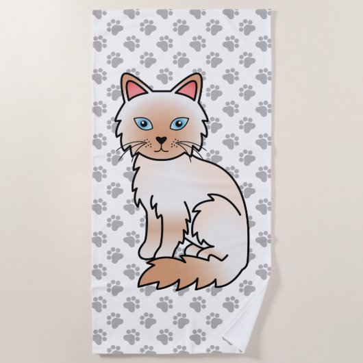Red Point Birman / Ragdoll Niedlich Cat & Paws Strandtuch (Vorderseite)
