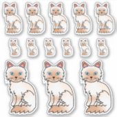 Red Point Birman / Ragdoll Niedlicher Cartoon Katz Aufkleber (Vorderseite)