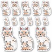 Red Point Tabby Birman / Ragdoll Cartoon Cats Aufkleber (Vorderseite)