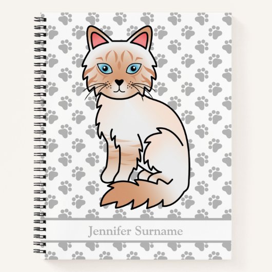 Red Point Tabby Birman/Ragdoll Cat & Custom Text Notizblock (Vorderseite)