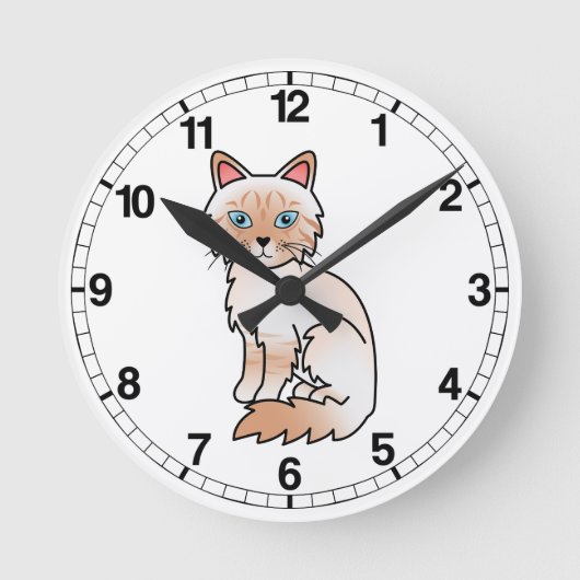 Red Point Tabby Birman / Ragdoll Cat Runde Wanduhr (Vorderseite)