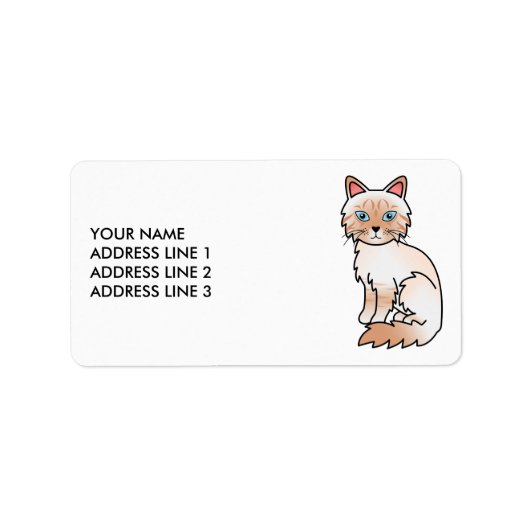 Red Point Tabby Birman / Ragdoll & Custom Text Adressaufkleber (Vorne)