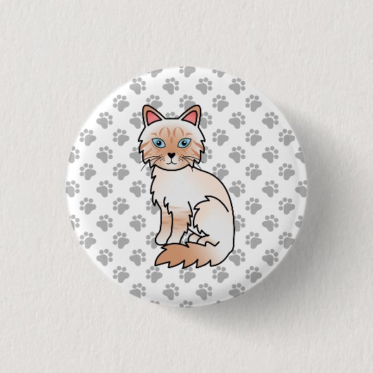 Red Point Tabby Birman / Ragdoll Niedlich Cat & Pa Button (Vorderseite)