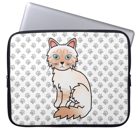 Red Point Tabby Birman / Ragdoll Niedlich Cat & Pa Laptopschutzhülle (Vorderseite)