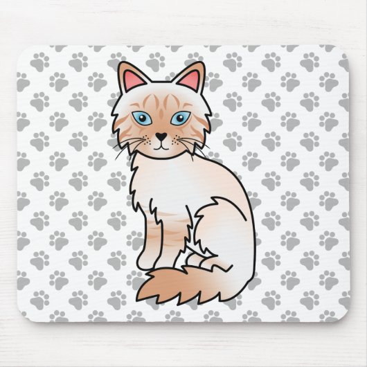 Red Point Tabby Birman / Ragdoll Niedlich Cat & Pa Mousepad (Vorne)