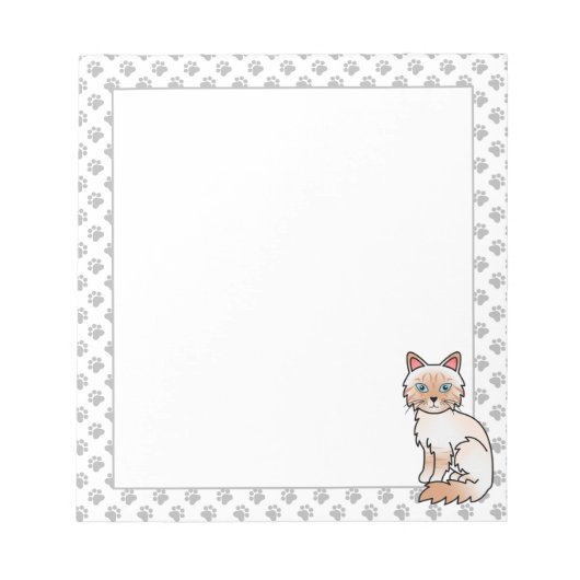 Red Point Tabby Birman / Ragdoll Niedlich Cat & Pa Notizblock (Vorderseite)