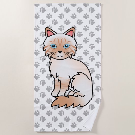 Red Point Tabby Birman / Ragdoll Niedlich Cat & Pa Strandtuch (Vorderseite)