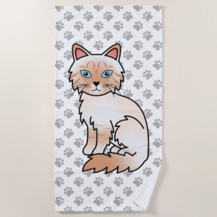 Red Point Tabby Birman / Ragdoll Niedlich Cat & Pa Strandtuch