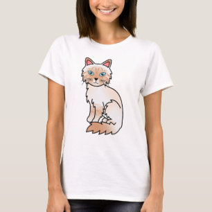 Red Point Tabby Birman / Ragdoll Niedlicher Cartoo T-Shirt