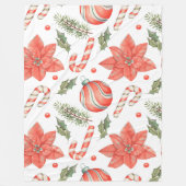RED POINTSETTIAS CANDY CANDY CANES AND ORNAMENTS FLEECEDECKE (Vorderseite)