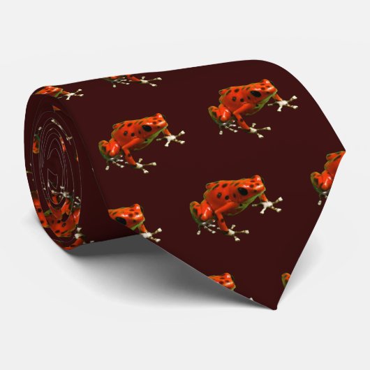 Red Poison Dart Frog Neck Tie Krawatte (Gerollt)