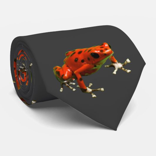 Red Poison Dart Frog Neck Tie Krawatte (Gerollt)