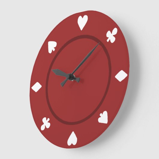Red Poker Chip Clock Große Wanduhr (Winkel)