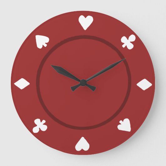 Red Poker Chip Clock Große Wanduhr (Vorderseite)