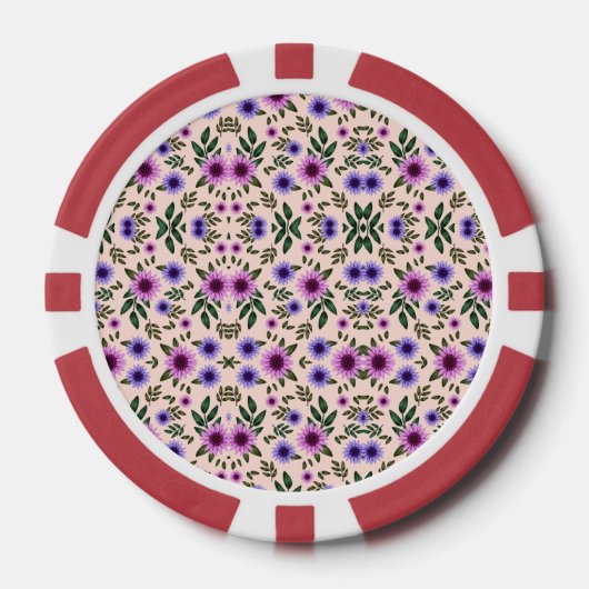 Red poker chip with floral pattern  (Vorderseite)