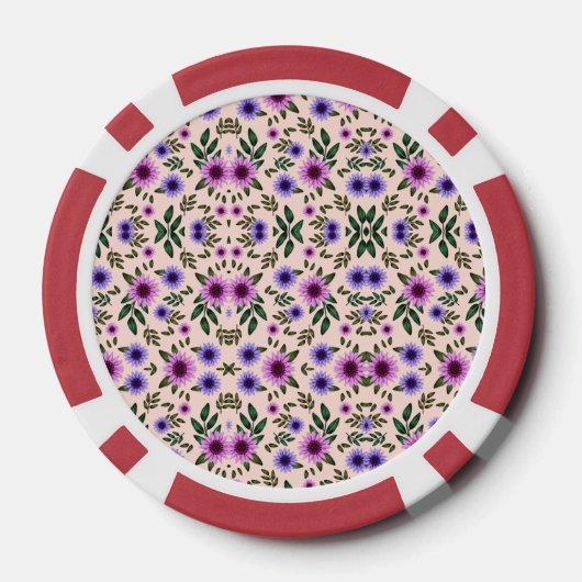 Red poker chip with floral pattern  (Rückseite)