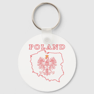 Red Poland Karte mit Eagle Schlüsselanhänger