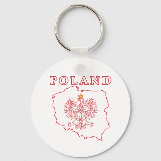 Red Poland Karte mit Eagle Schlüsselanhänger (Vorderseite)
