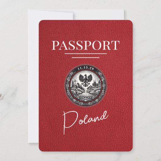 Red Poland Passport Save the Date (Vorderseite)