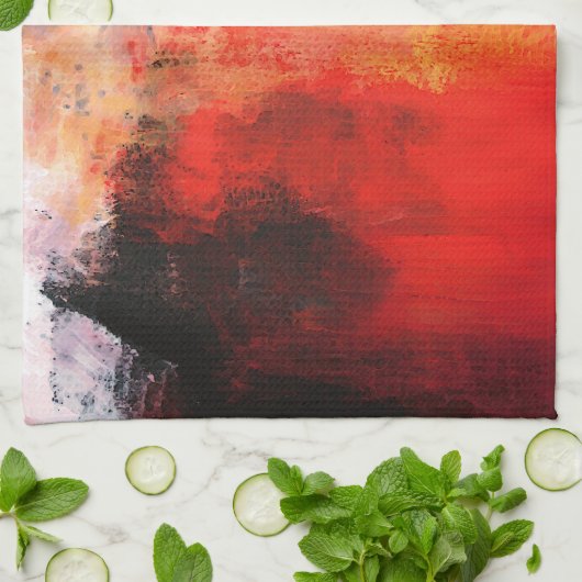 Red Polar - Abstrakte Kunst Geschirrtuch (Gefaltet)