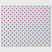 Red Polka Dot auf blauen großen Raum Geschenkpapier (Flach)