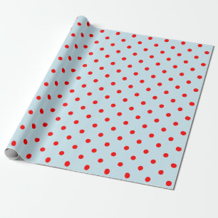 Red Polka Dot auf blauen großen Raum Geschenkpapier