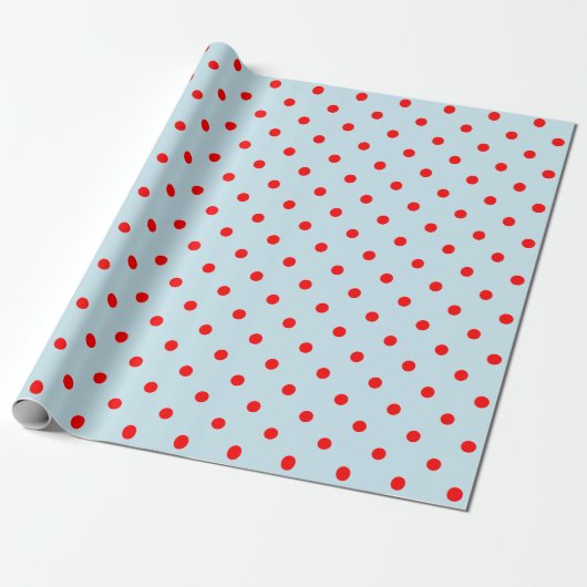 Red Polka Dot auf blauen großen Raum Geschenkpapier (Ungerollt)