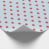 Red Polka Dot auf blauen großen Raum Geschenkpapier (Ecke)