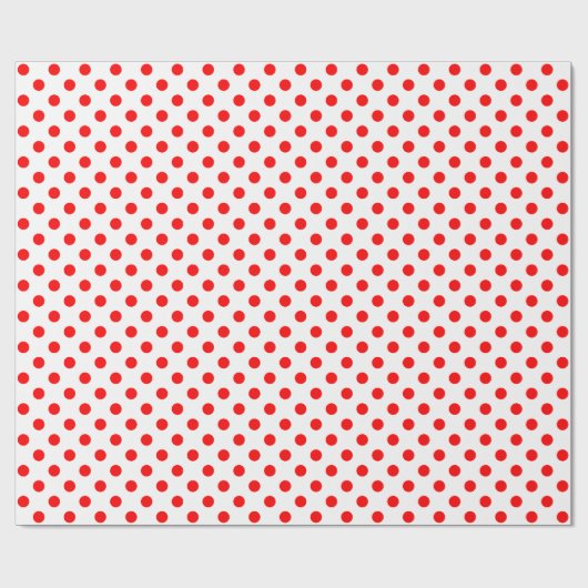 Red Polka Dot auf weißem Medium Space Geschenkpapier (Flach)