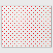 Red Polka Dot auf weißem Wrapping Paper Geschenkpapier (Flach)