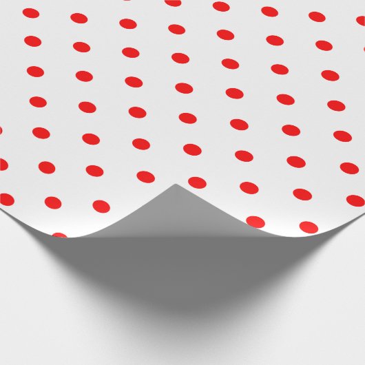 Red Polka Dot auf weißem Wrapping Paper Geschenkpapier (Ecke)
