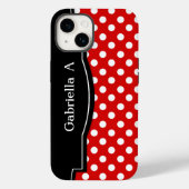 Red Polka Dot Black Frame Case-Mate iPhone Hülle (Rückseite)