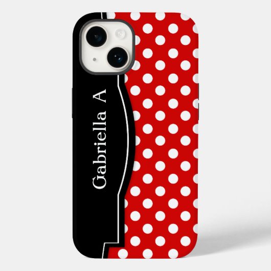 Red Polka Dot Black Frame Case-Mate iPhone Hülle (Rückseite)