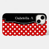 Red Polka Dot Black Frame Case-Mate iPhone Hülle (Rückseite (Horizontal))
